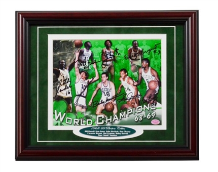1968-69 Boston Celtics World Champions Framed 8x10 Photo Signed By (8) Including Bill Russell